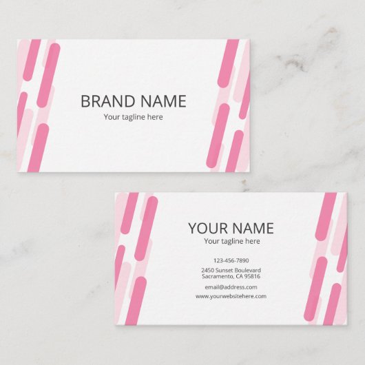 Minimal Elegant Pink Geometric Corporate Frame 名刺 (正面/裏面)
