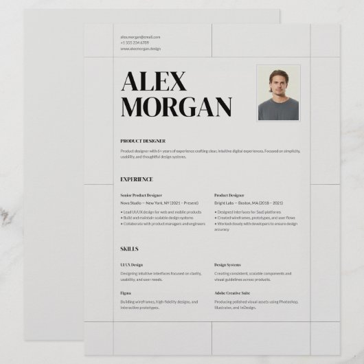 Minimal Elegant Professional Corporate Resume CV (正面/裏面)