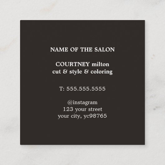 Minimal Elegant Red Dark Grey Faux Gold Bobby Pin スクエア名刺 (裏面)