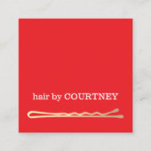 Minimal Elegant Red Dark Grey Faux Gold Bobby Pin スクエア名刺 (正面)