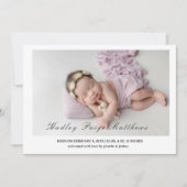 Minimal Elegant Script Baby Girl Arrival Card 案内状 (正面)