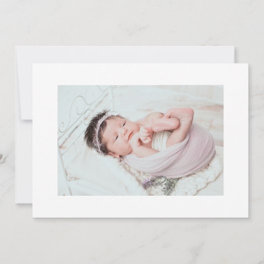 Minimal Elegant Script Baby Girl Arrival Card 案内状 (裏面)