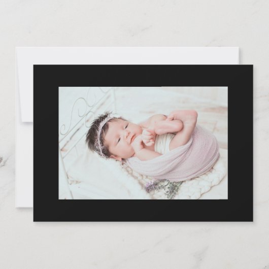 Minimal Elegant Script Baby Girl Arrival Card 案内状 (裏面)