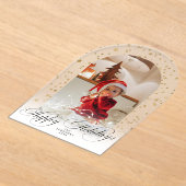 Minimal Elegant Script Christmas Card Arch Photo アクリル招待状 (レイダウン)