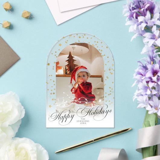 Minimal Elegant Script Christmas Card Arch Photo アクリル招待状 (インサイチュ (ウェディング))