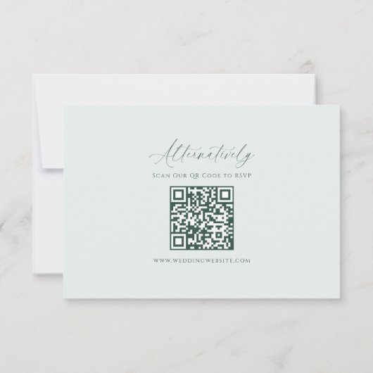Minimal Elegant Script Green QR Code Wedding RSVP (裏面)