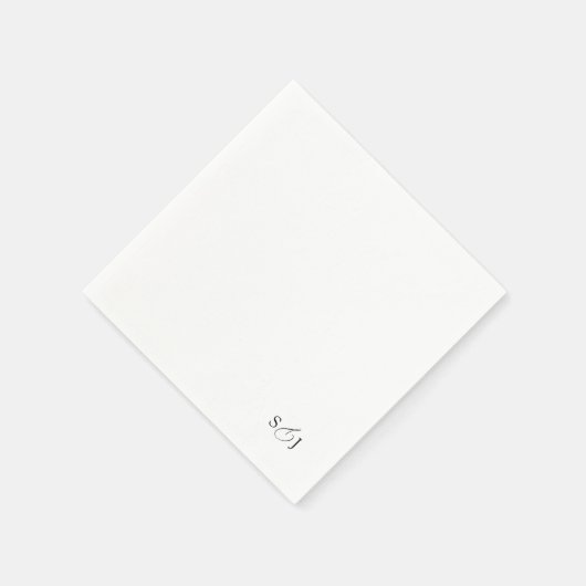 Minimal Elegant Script Monogram スタンダードカクテルナプキン (角)