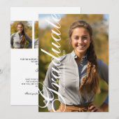 Minimal Elegant Script Photo Graduation 案内状 (正面/裏面)