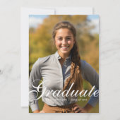 Minimal Elegant Script Photo Graduation 案内状 (正面)