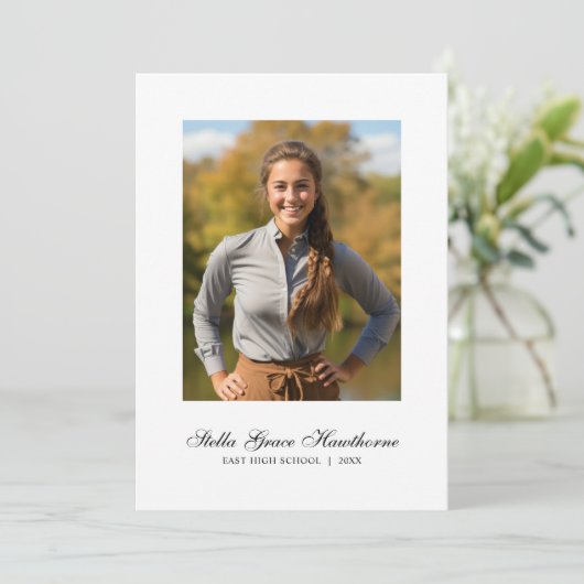 Minimal Elegant Script Photo Graduation 案内状 (スタンド正面)