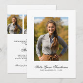 Minimal Elegant Script Photo Graduation 案内状 (正面/裏面)