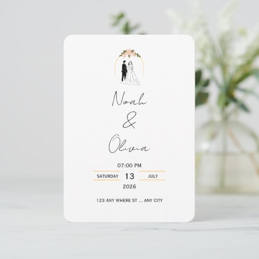 Minimal Elegant Script Wedding Invitation 招待状 (スタンド正面)