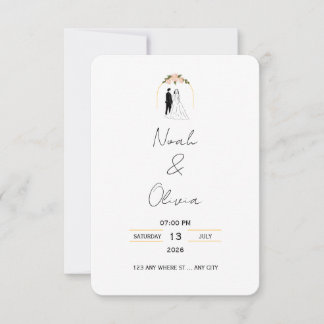 Minimal Elegant Script Wedding Invitation 招待状