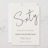 Minimal Elegant Sixty 60th Birthday Celebration  招待状 (正面)