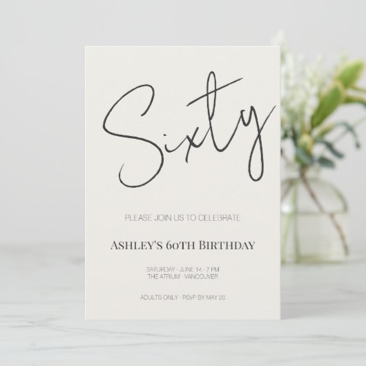 Minimal Elegant Sixty 60th Birthday Celebration  招待状 (スタンド正面)
