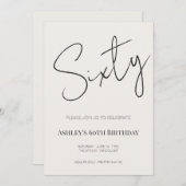 Minimal Elegant Sixty 60th Birthday Celebration  招待状 (正面/裏面)