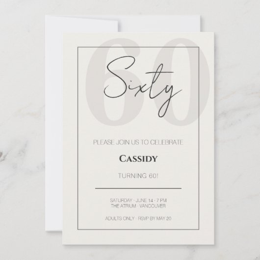 Minimal Elegant Sixty 60th Birthday Celebration  招待状 (正面)