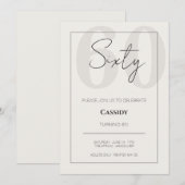 Minimal Elegant Sixty 60th Birthday Celebration  招待状 (正面/裏面)