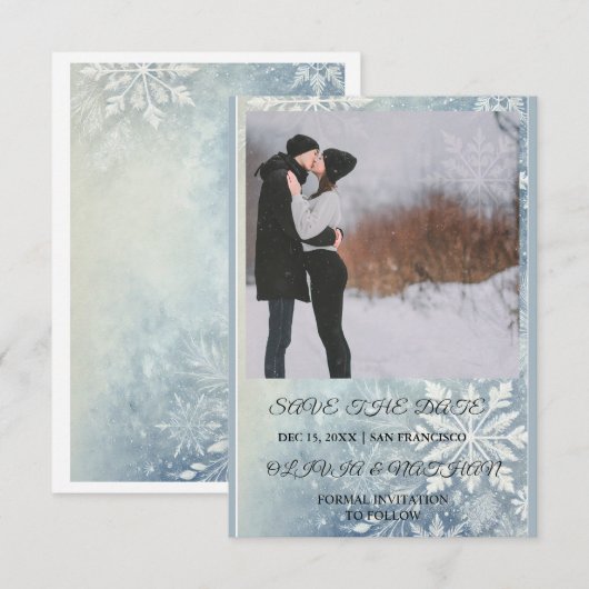 Minimal Elegant Text & Photo Design / ウェディング  セーブザデート (正面/裏面)