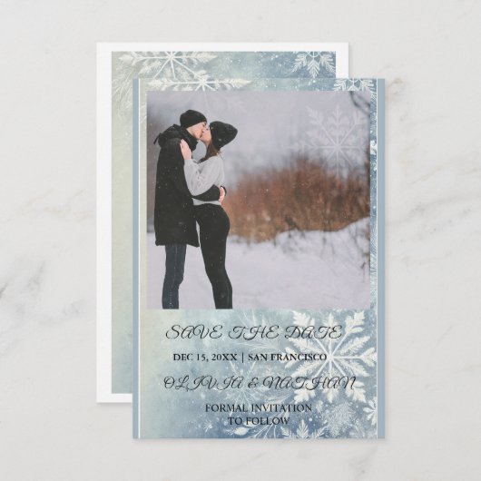 Minimal Elegant Text & Photo Design / Wedding  セーブザデート (正面/裏面)