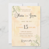 Minimal Elegant Watercolor Wedding Invitation セーブザデート (裏面)