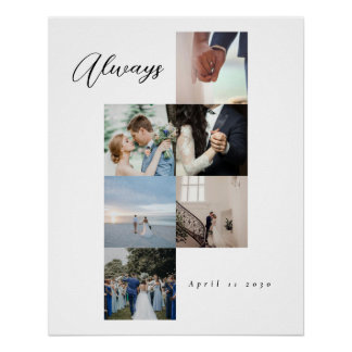 Minimal Elegant Wedding Customizable Photo Collage ポスター