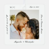 Minimal Elegant Wedding Honeymoon Photo keepsake メタルオーナメント (正面)