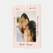 Minimal Elegant Wedding Honeymoon Photo keepsake メタルオーナメント (正面左)