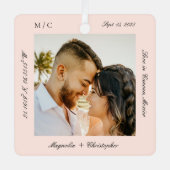 Minimal Elegant Wedding Honeymoon Photo keepsake メタルオーナメント (正面)