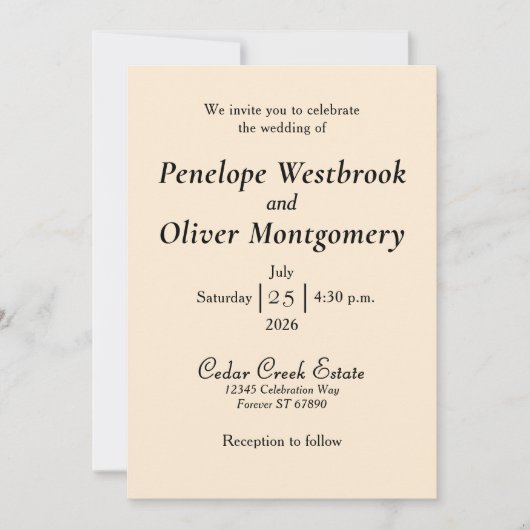 Minimal Elegant Wedding Invitation 招待状 (正面)