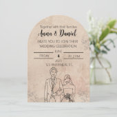 Minimal Elegant Wedding Invitation with Line Art C 招待状 (スタンド正面)