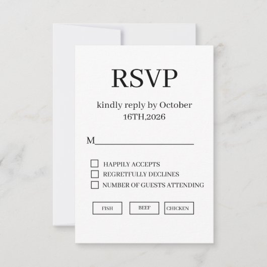 Minimal Elegant Wedding RSVP Card (正面)