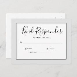 Minimal Elegant Wedding RSVP Postcard ポストカード