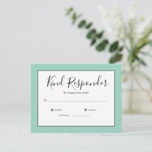 Minimal Elegant Wedding RSVP Postcard ポストカード (スタンド正面)