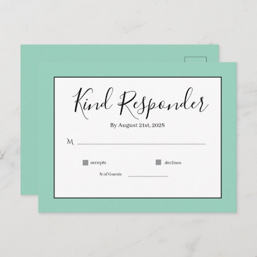 Minimal Elegant Wedding RSVP Postcard ポストカード (正面/裏面)