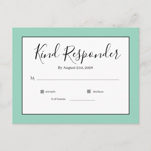 Minimal Elegant Wedding RSVP Postcard ポストカード (正面)