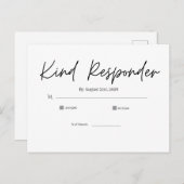 Minimal Elegant Wedding RSVP Postcard ポストカード (正面/裏面)