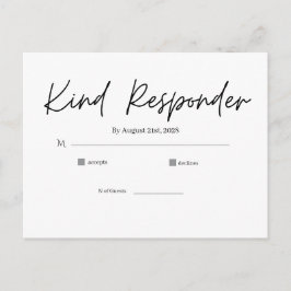 Minimal Elegant Wedding RSVP Postcard ポストカード