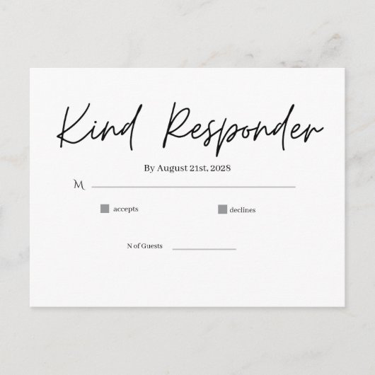 Minimal Elegant Wedding RSVP Postcard ポストカード (正面)