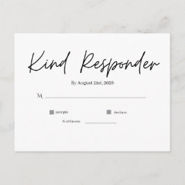 Minimal Elegant Wedding RSVP Postcard ポストカード