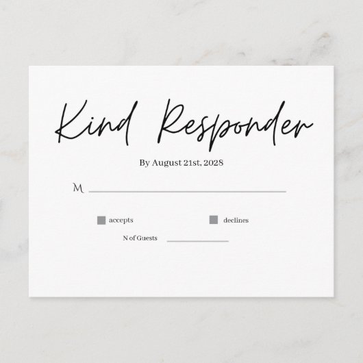 Minimal Elegant Wedding RSVP Postcard ポストカード (正面)