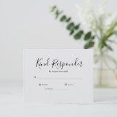 Minimal Elegant Wedding RSVP Postcard ポストカード (スタンド正面)