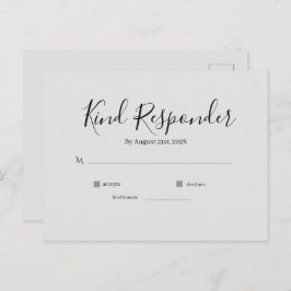 Minimal Elegant Wedding RSVP Postcard ポストカード