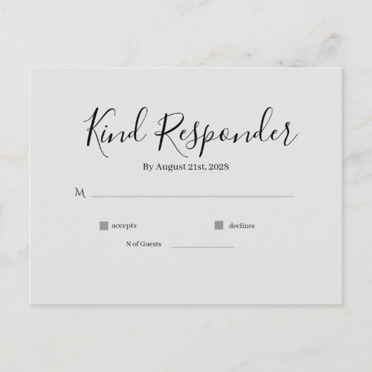 Minimal Elegant Wedding RSVP Postcard ポストカード (正面)