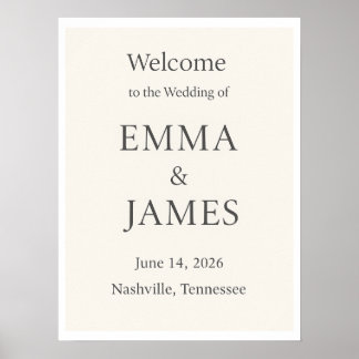 Minimal Elegant Wedding Welcome Sign | Editable 18 ポスター