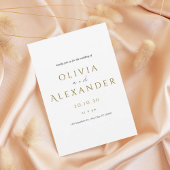 Minimal Elegant White & Gold Wedding Invitation 招待状