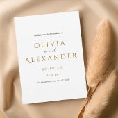 Minimal Elegant White & Gold Wedding Invitation 招待状