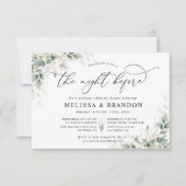 Minimal Eucalyptus Rehearsal Dinner Invitation 出欠カード (正面)