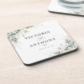 Minimal Eucalyptus Square Wedding Coaster コースター (左側)