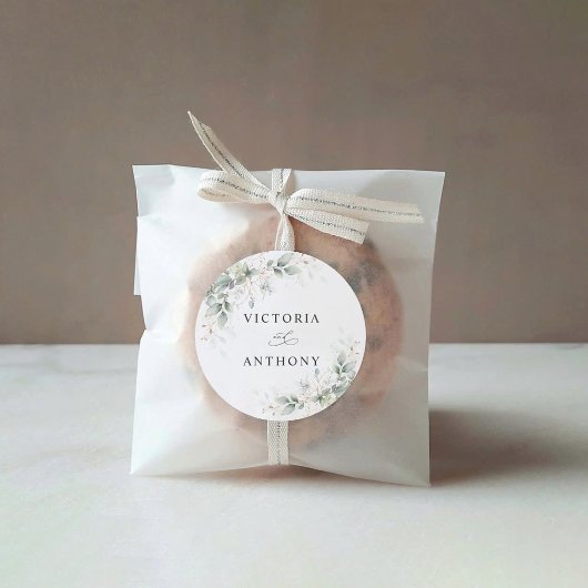 Minimal Eucalyptus Wedding Classic Round Sticker ラウンドシール